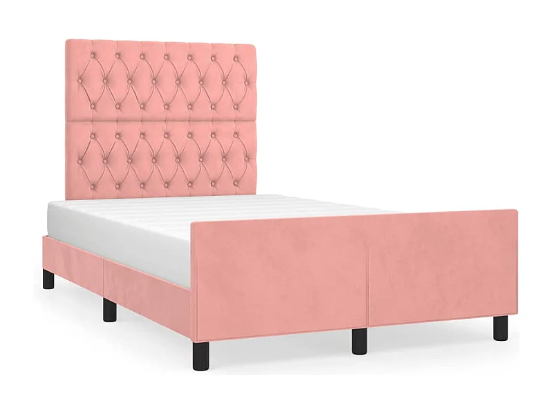 Bedframe met hoofdbord fluweel roze 120x190 cm BE333394