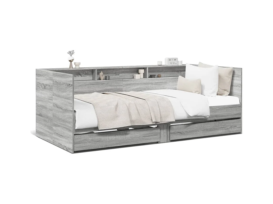 Lit de jour et tiroirs sonoma gris 90x190 cm bois d'ingénierie FR82025