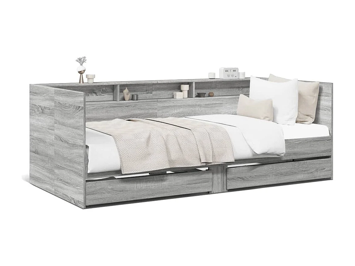 Lit de jour et tiroirs sonoma gris 90x190 cm bois d'ingénierie FR82025