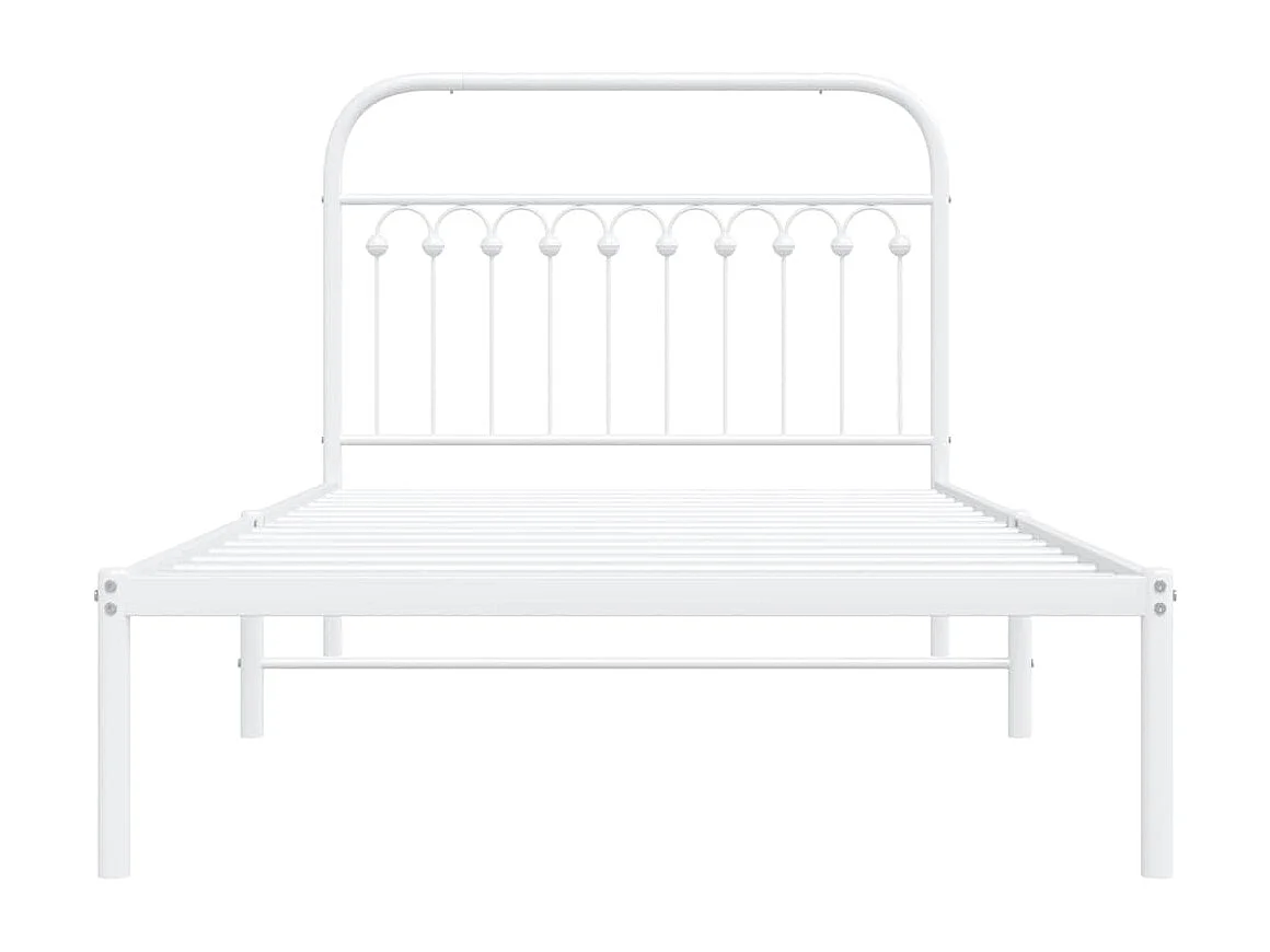 Lit simple métal + tête de lit blanc 107x203 cm FR63920