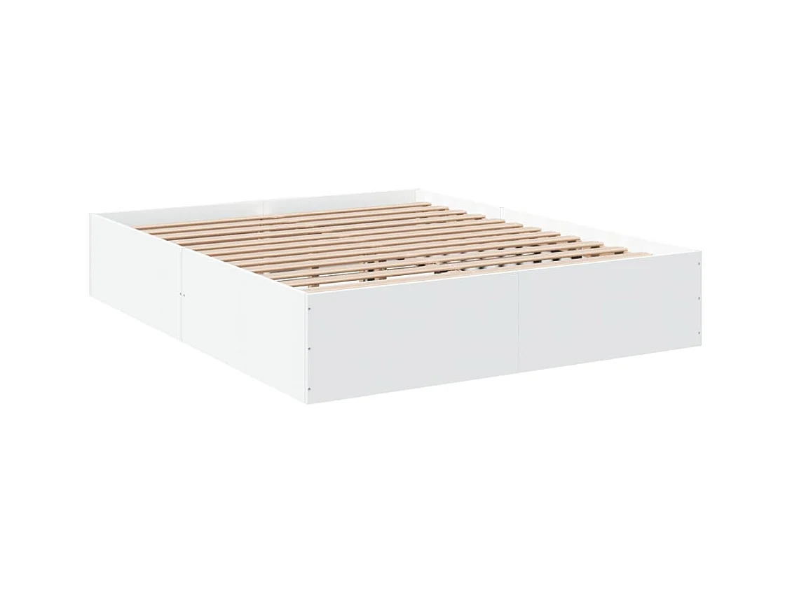 Lit double blanc 160x200 cm bois d'ingénierie FR93670