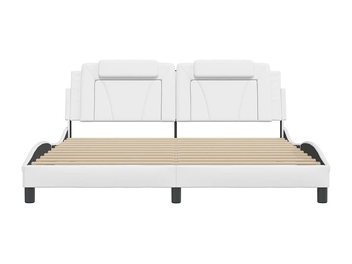 Lit double + tête de lit Blanc 180x200 cm Similicuir FR46644