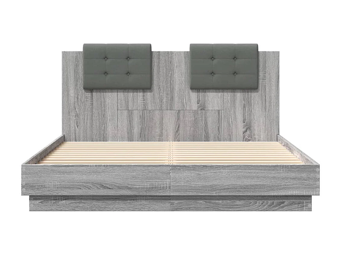 Cama c/ cabeceira derivados madeira cinza sonoma PT272357