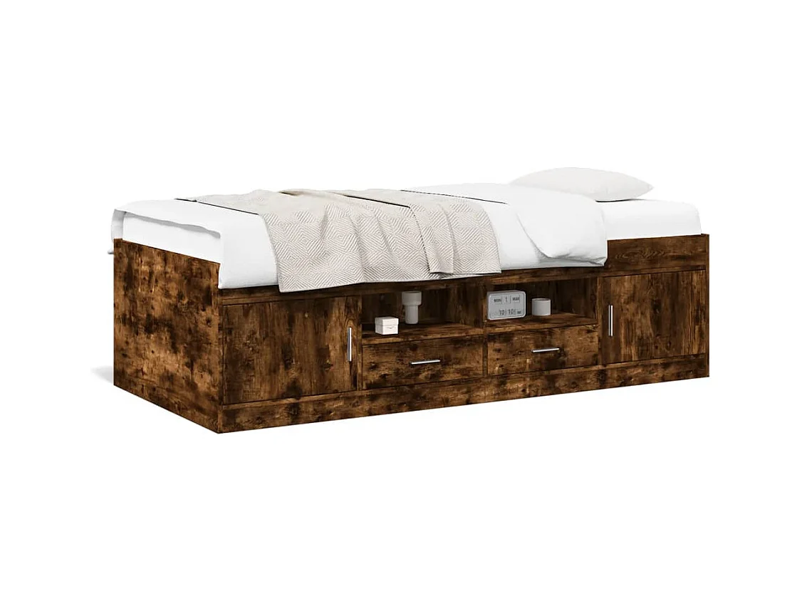 Lit de jour avec tiroirs chêne fumé 90x190 cm bois d'ingénierie FR25391