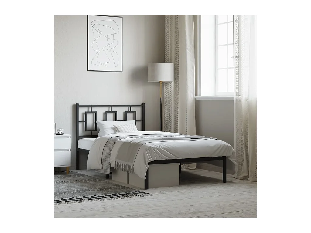 Cama individual- 100x190 cm con cabecero metal negro ES882159