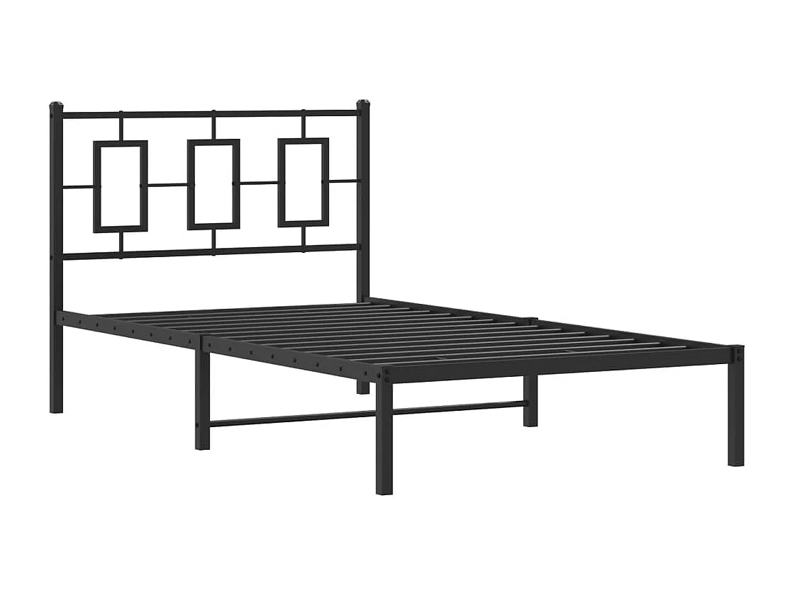Cama com cabeceira 100x190 cm metal preto PT834994