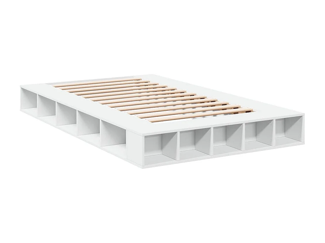 Lit double blanc 120x200 cm bois d'ingénierie FR64073