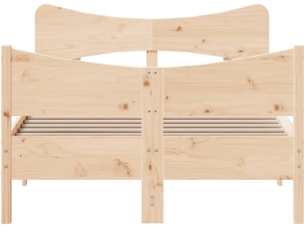 Lit double + tête de lit 120x200 cm bois de pin massif FR20747