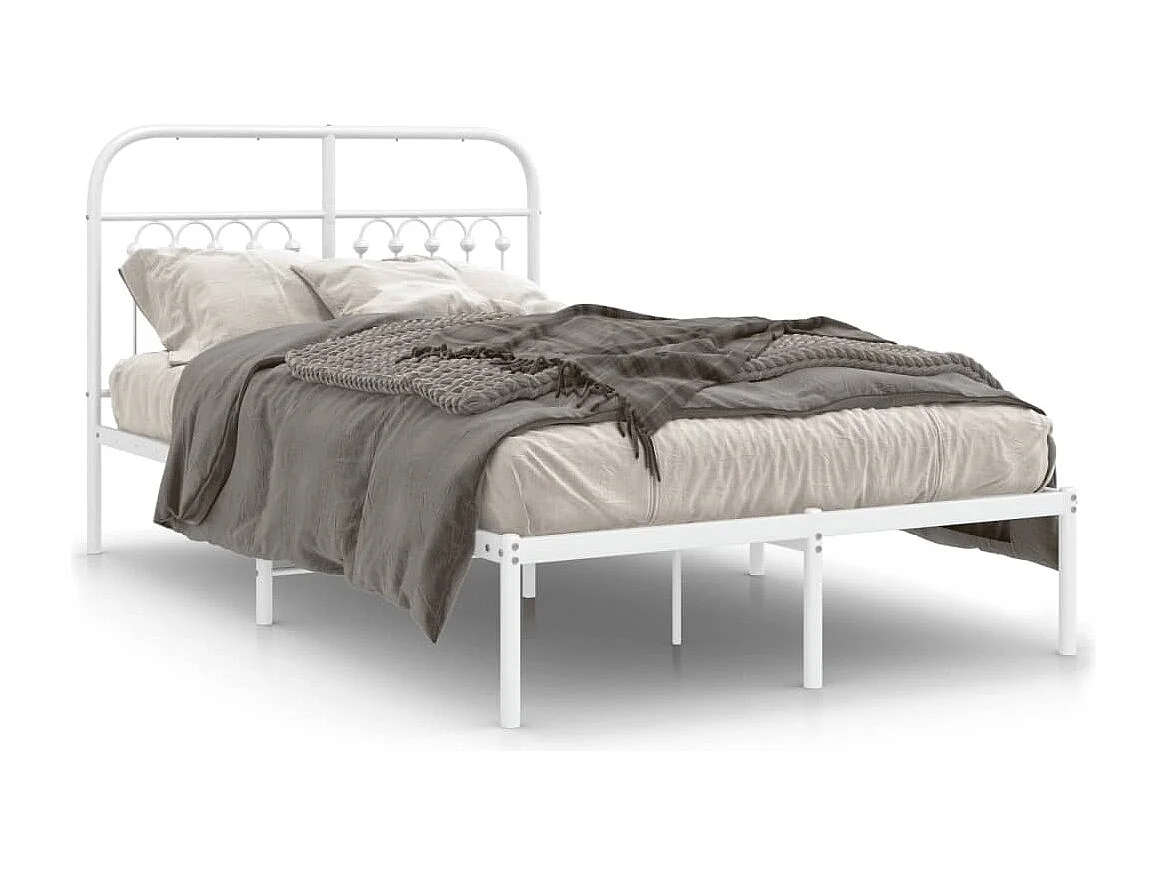 Cama com cabeceira 120x190 cm metal branco PT618609
