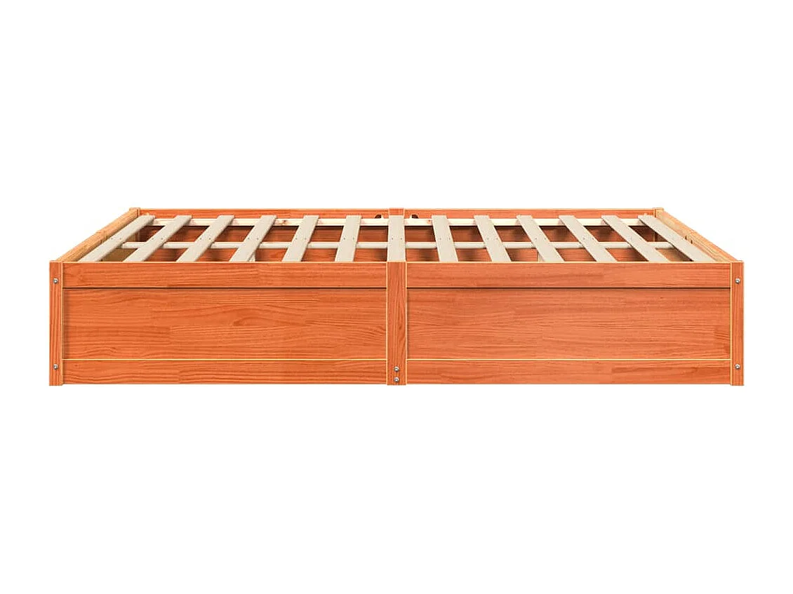 Lit double cire marron 200x200 cm bois de pin massif FR93037