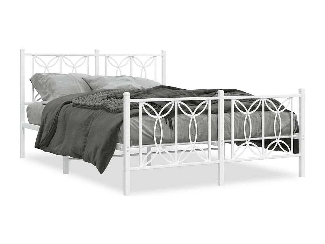 Bedframe met hoofd- en voeteneinde metaal wit 140x200 cm BE277966