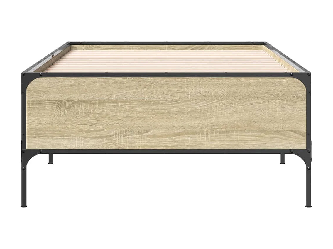 Cama 100x200 cm - madera ingeniería metal roble Sonoma ES799368