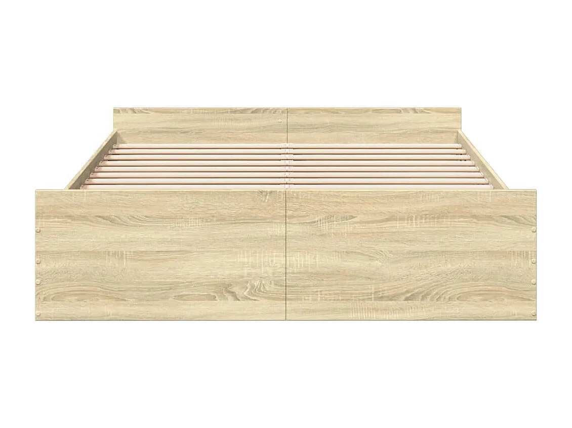 Lit double à tiroirs chêne sonoma 160x200cm bois d'ingénierie FR34581