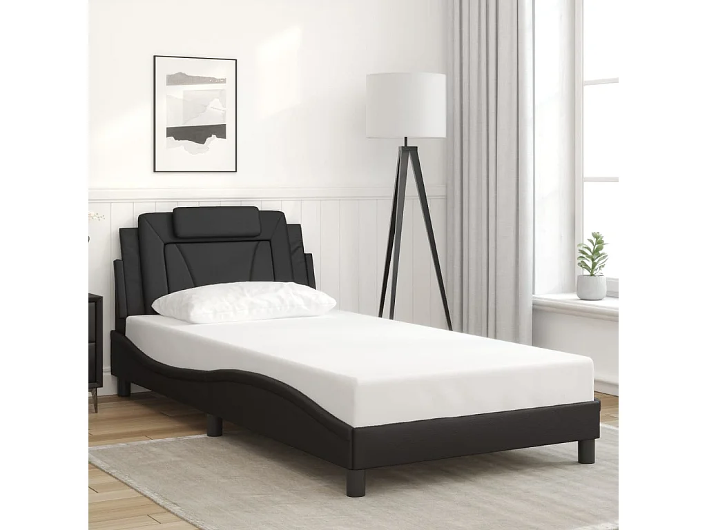 Bedframe met LED-verlichting kunstleer zwart 100x200 cm BE918325