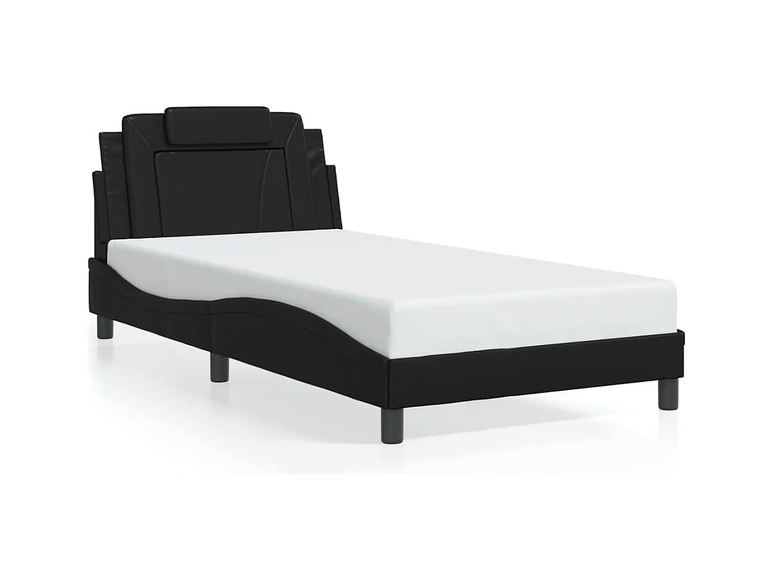 Lit simple avec lumières LED noir 100x200 cm similicuir FR56095