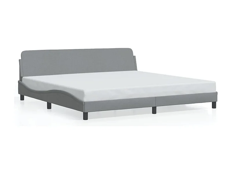Lit double + tête de lit Gris clair 200x200 cm Tissu FR78667