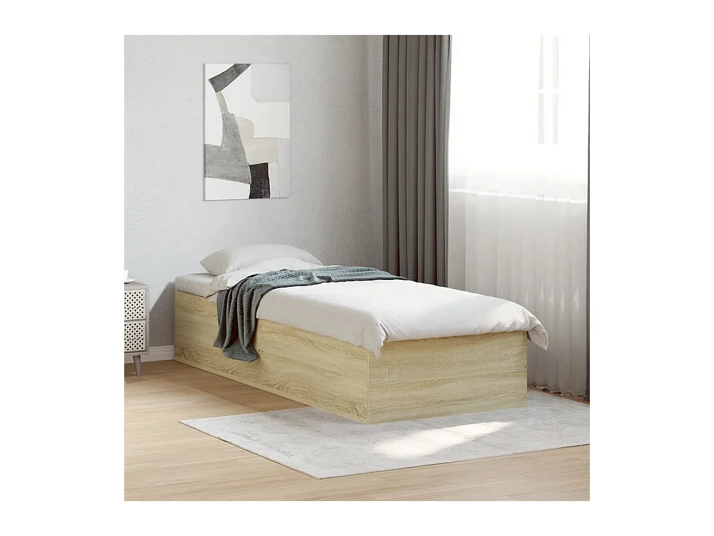 Lit simple chêne sonoma 90x200 cm bois d'ingénierie FR61070