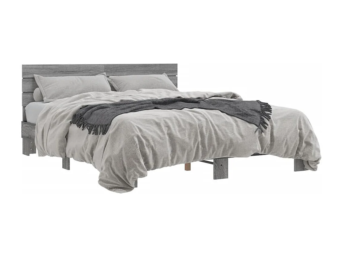 Lit double sonoma gris 160x200 cm bois d'ingénierie et métal FR17882