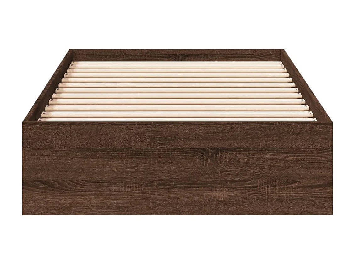Lit simple à tiroirs chêne marron 90x190 cm bois d'ingénierie FR81938