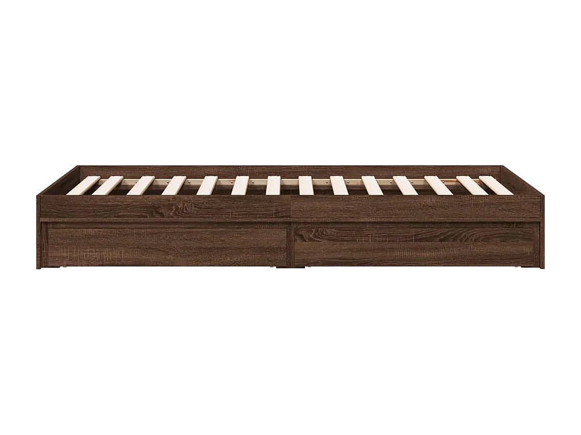 Lit simple à tiroirs chêne marron 90x190 cm bois d'ingénierie FR81938