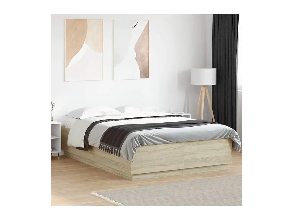 Cama matrimonial- 160x200 cm madera de ingeniería roble Sonoma ES904381