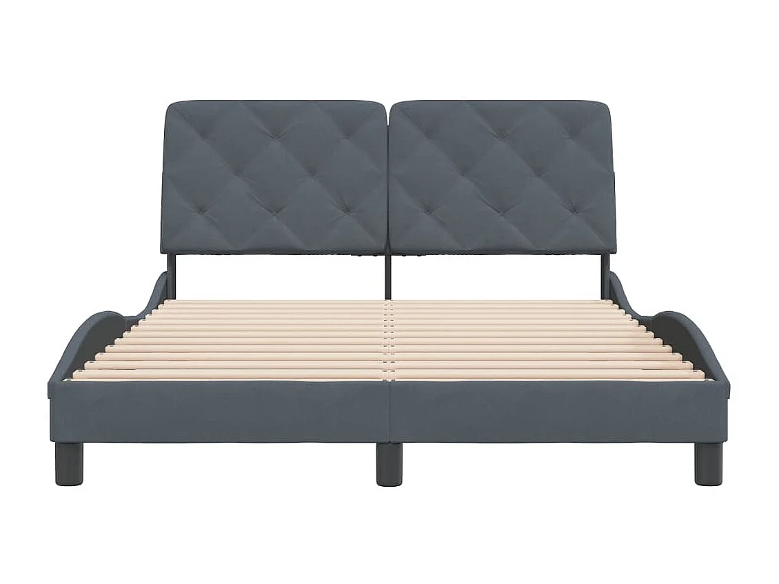 Lit double + tête de lit Gris foncé 140x200 cm Velours FR67679