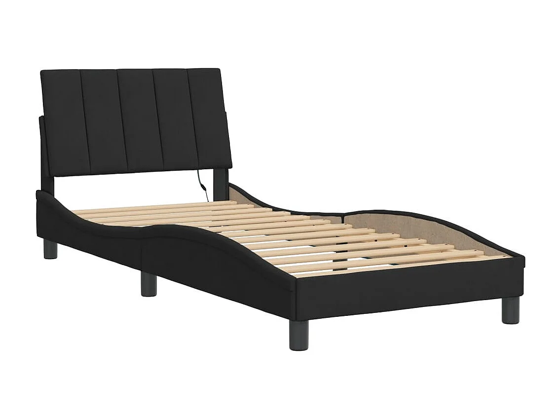 Lit simple avec lumières LED noir 90x190 cm velours FR35263