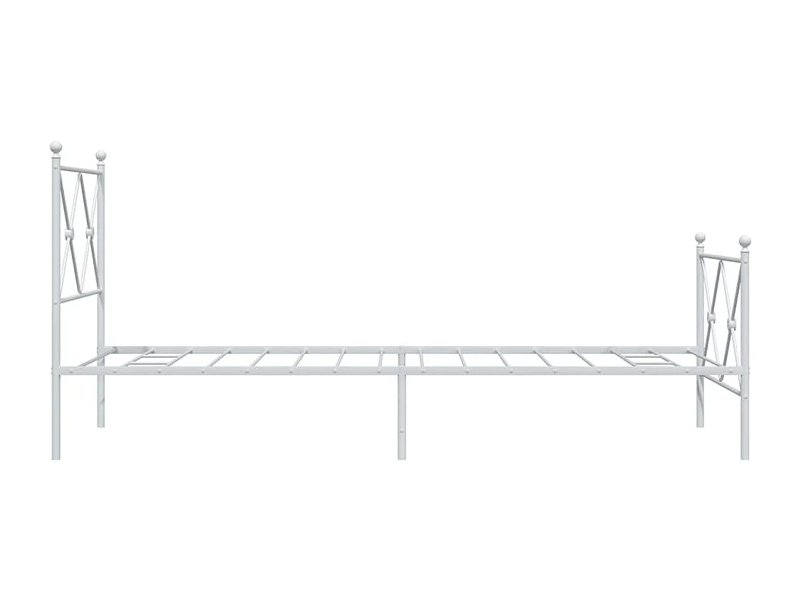 Lit simple métal + tête de lit/pied de lit blanc 80x200 cm FR12521