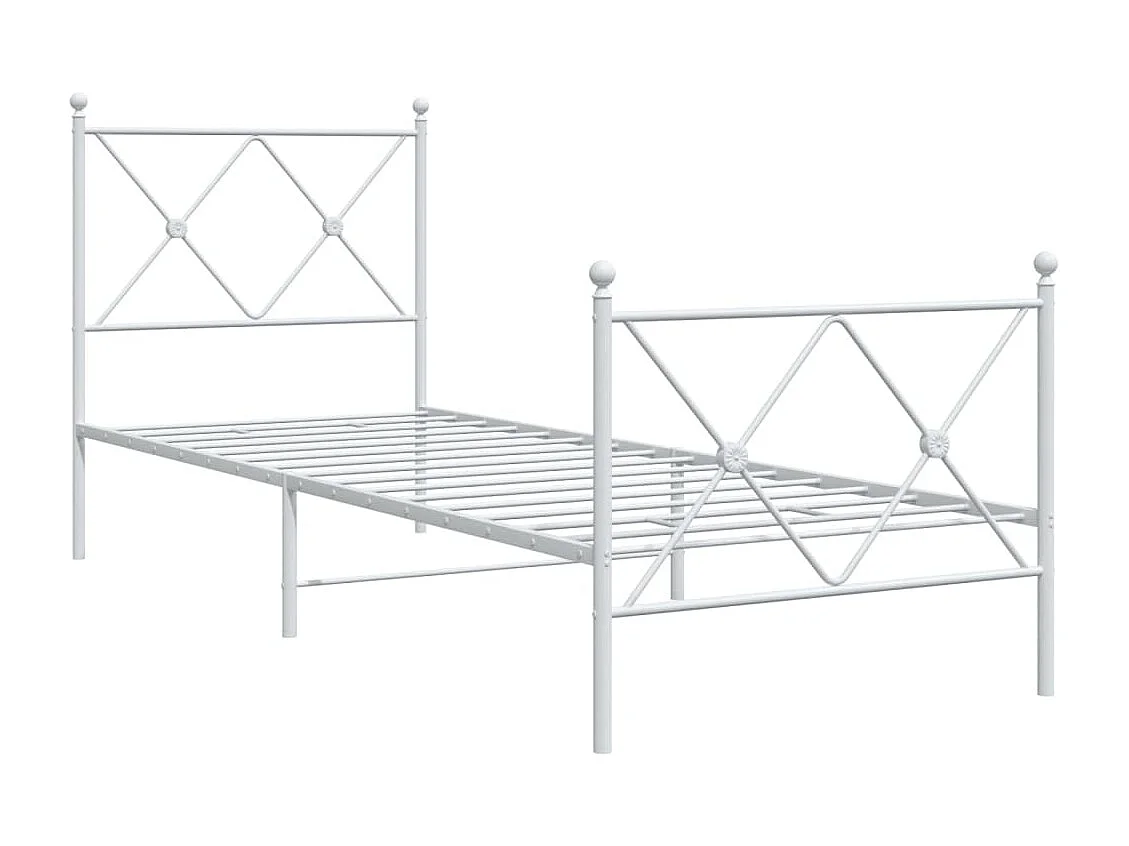 Bedframe met hoofd- en voeteneinde metaal wit 80x200 cm BE902974