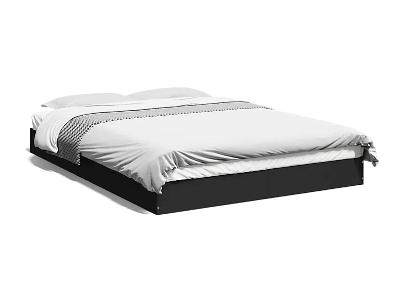Bedframe bewerkt hout zwart 140x200 cm BE389087