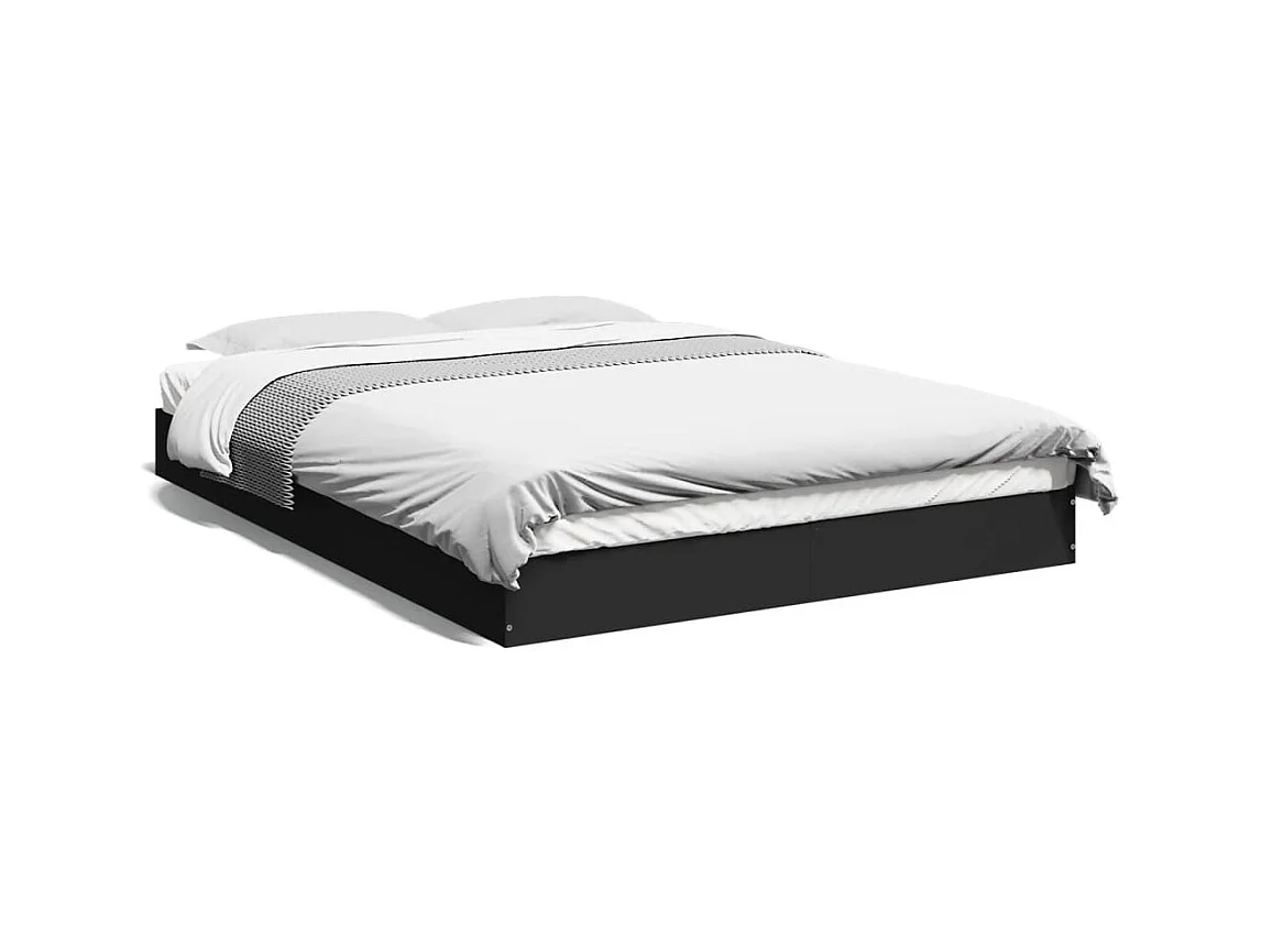 Bedframe bewerkt hout zwart 140x200 cm BE389087
