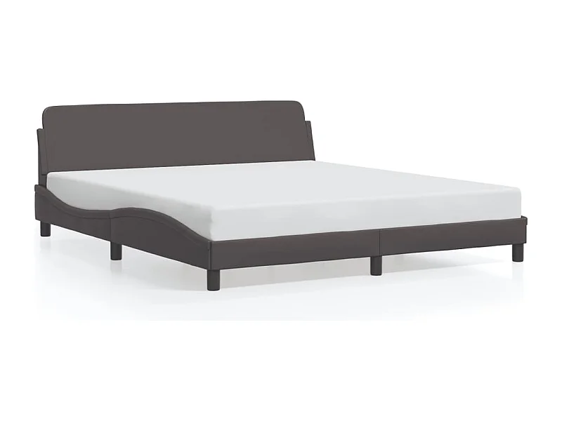 Bedframe met hoofdbord kunstleer grijs 180x200 cm BE434459