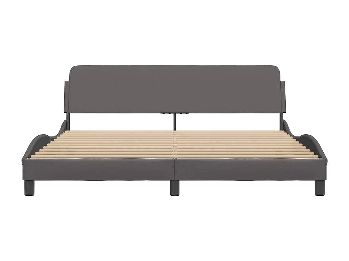 Lit double + tête de lit Gris 180x200 cm Similicuir FR89529