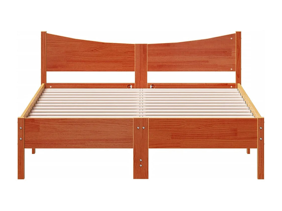 Cama 140x190 cm madeira pinho maciça castanho cera PT181211