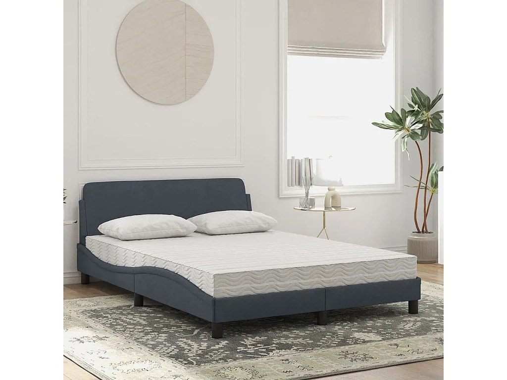 Cama com colchão 140x190 cm veludo cinzento-escuro PT189102