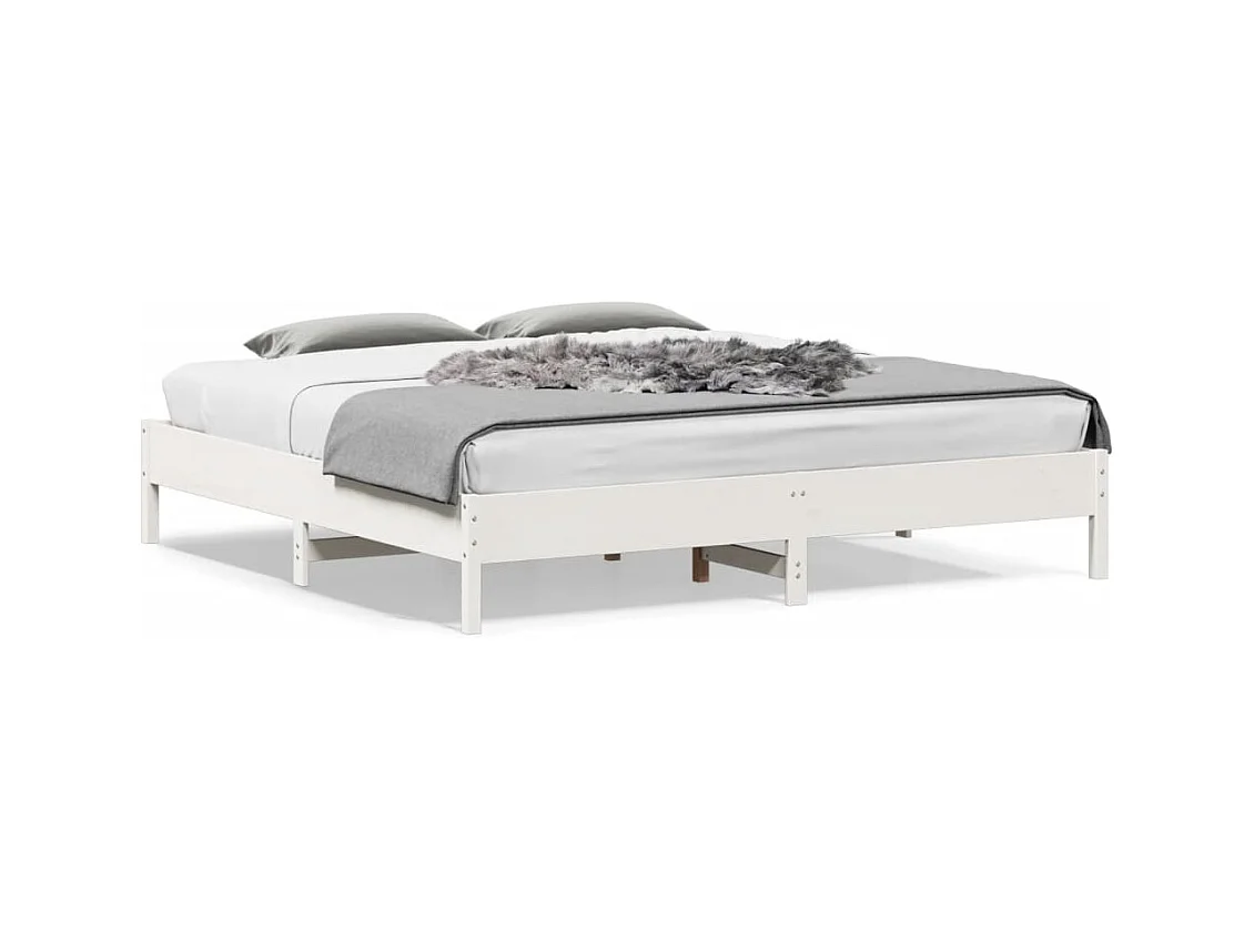 Lit double blanc 180x200 cm bois de pin massif FR30415