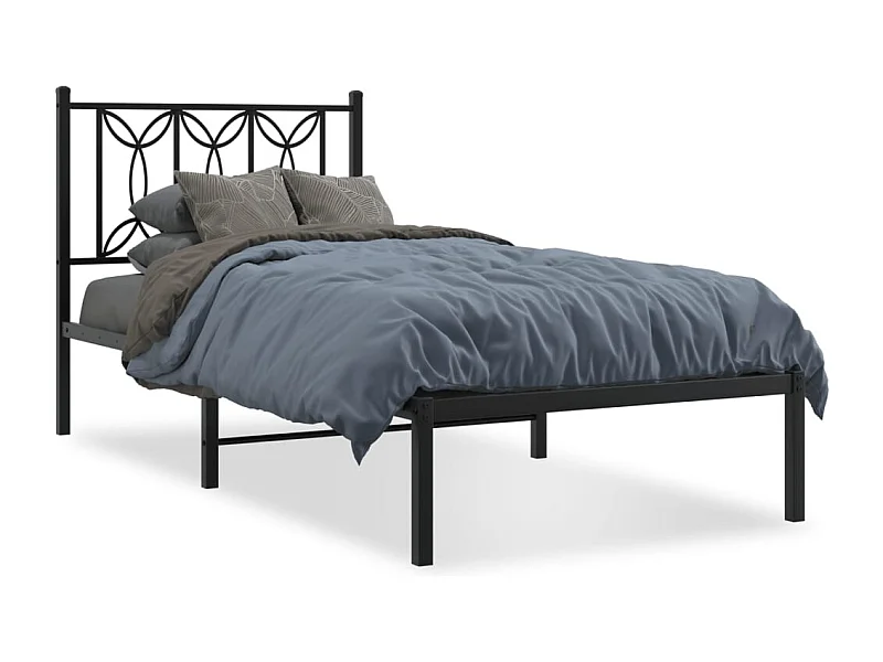 Bedframe met hoofdbord metaal zwart 80x200 cm BE529187