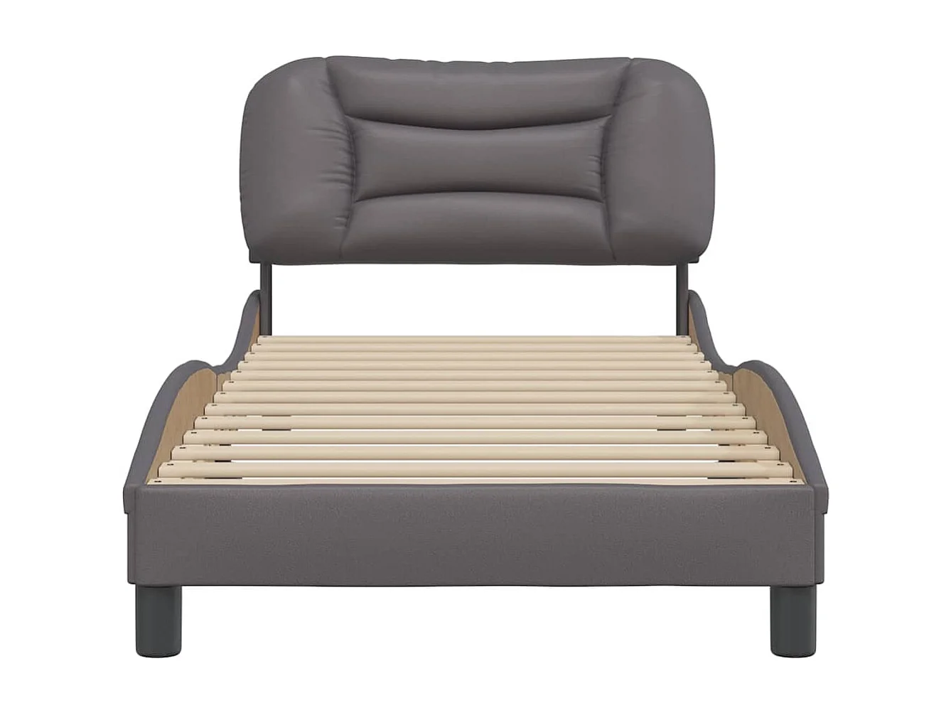 Cama c/ cabeceira couro artificial 90x190 cm cinzento PT502859