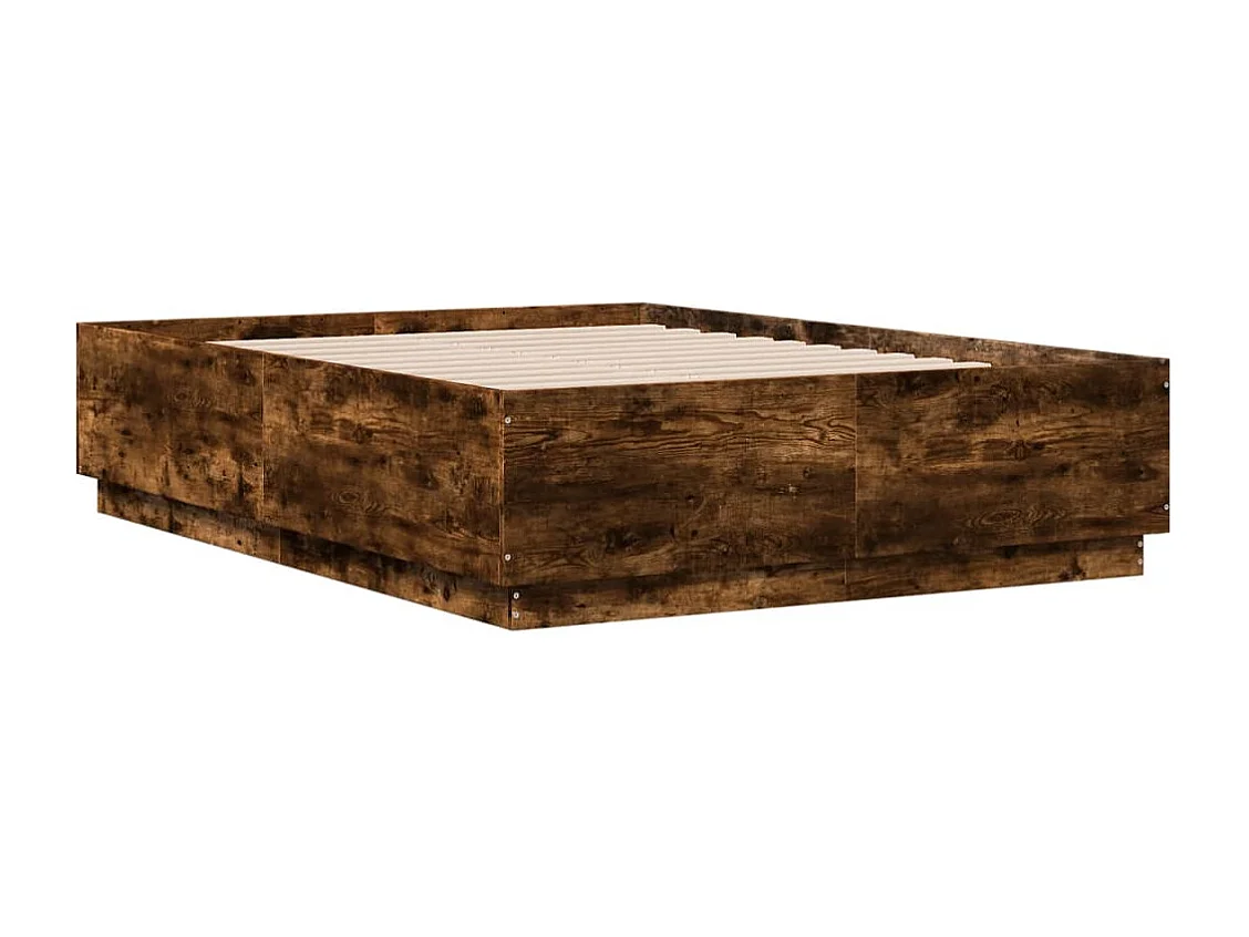 Lit double chêne fumé 120x190 cm bois d'ingénierie FR64192