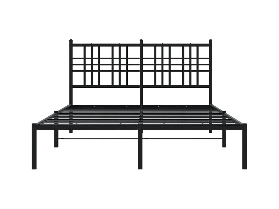 Cama matrimonial- 140x200 cm con cabecero metal negro ES757858