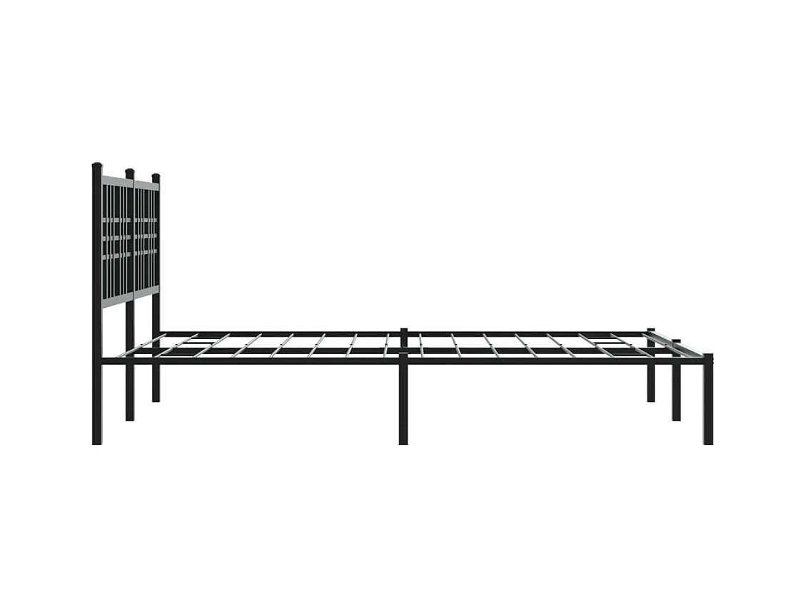 Cama matrimonial- 140x200 cm con cabecero metal negro ES757858