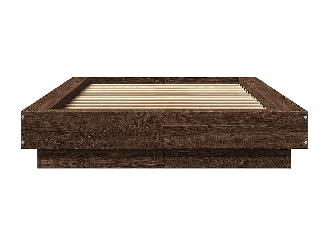 Lit simple chêne marron 100x200 cm bois d'ingénierie FR24438