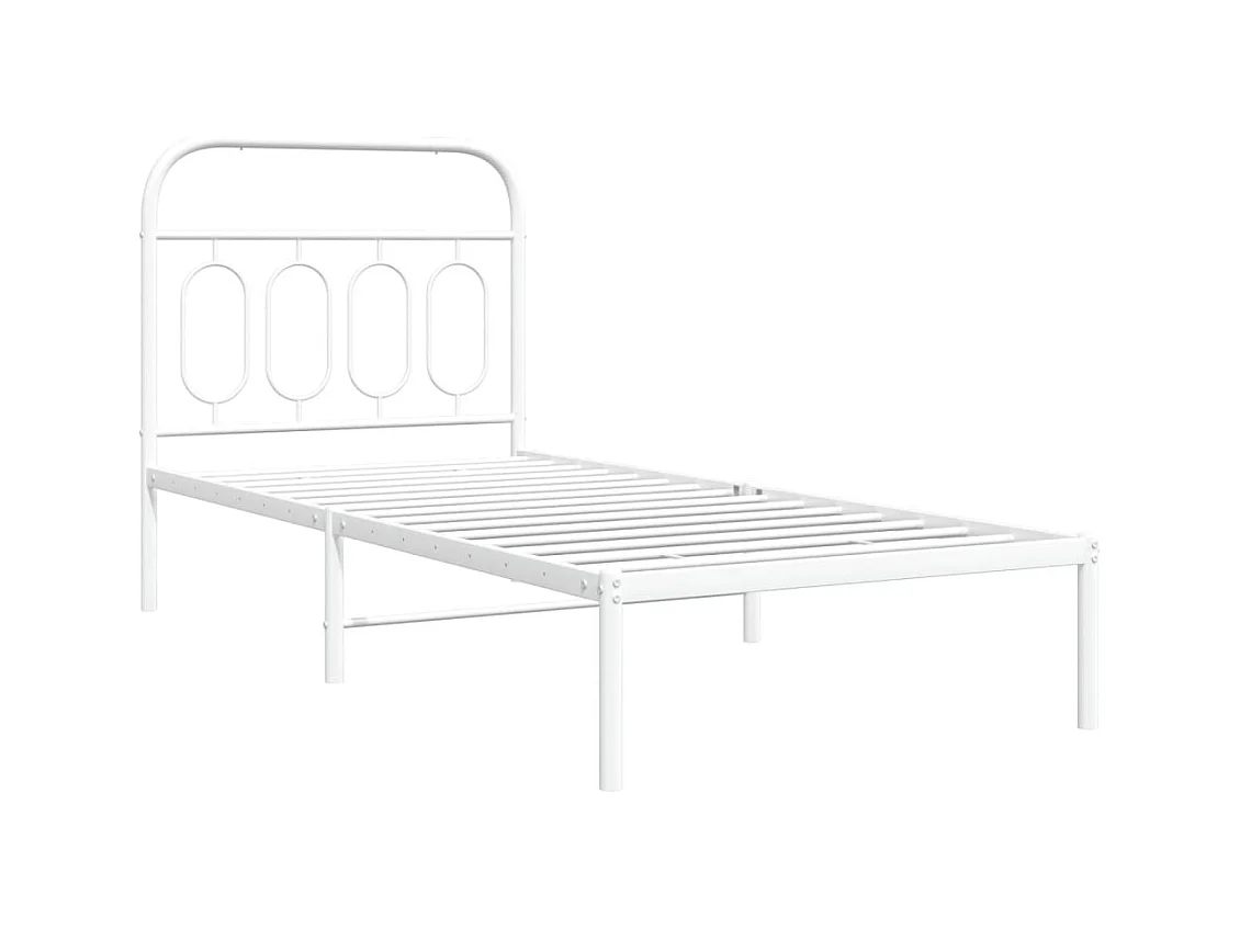 Lit simple métal + tête de lit blanc 90x190 cm FR39785