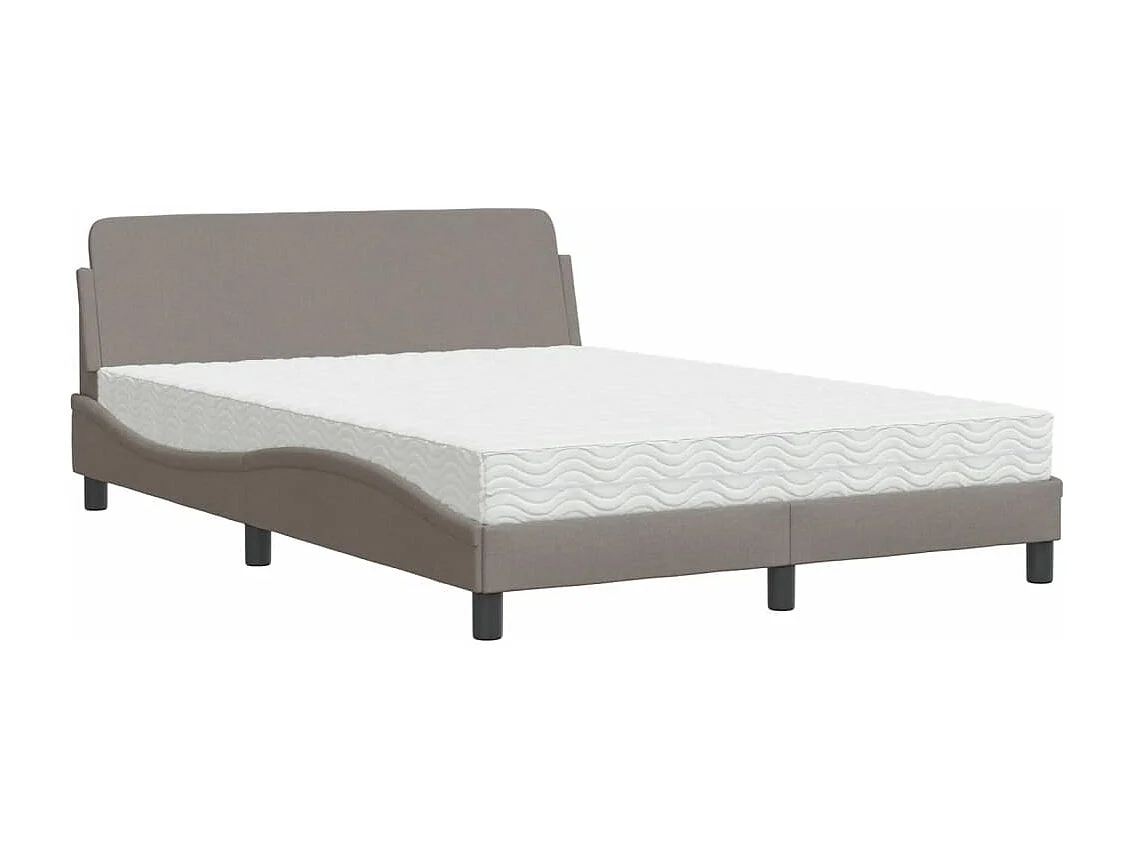 Lit adulte + matelas taupe 120x200 cm tissu FR14452