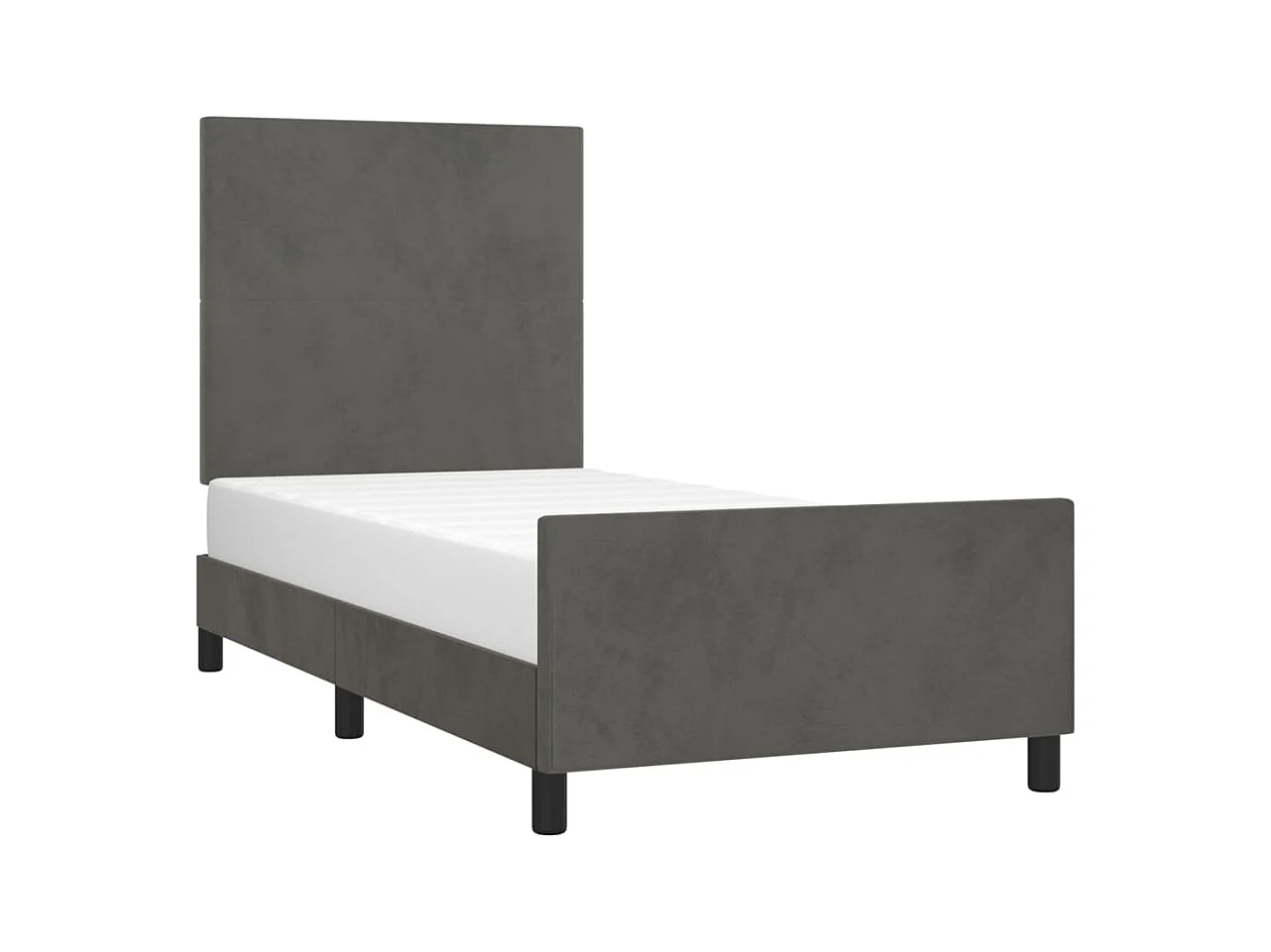 Lit simple + tête de lit Gris foncé 90x190 cm Velours FR94413