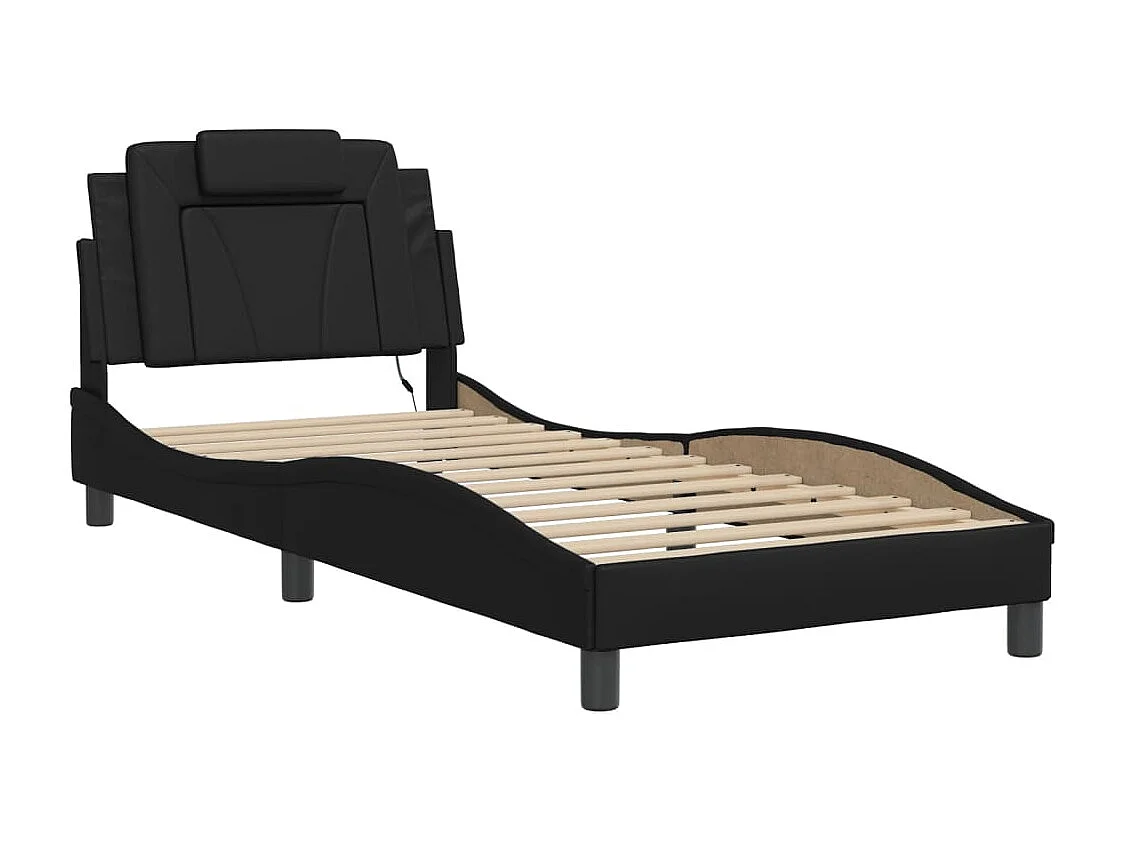 Lit simple avec lumières LED noir 80x200 cm similicuir FR12857