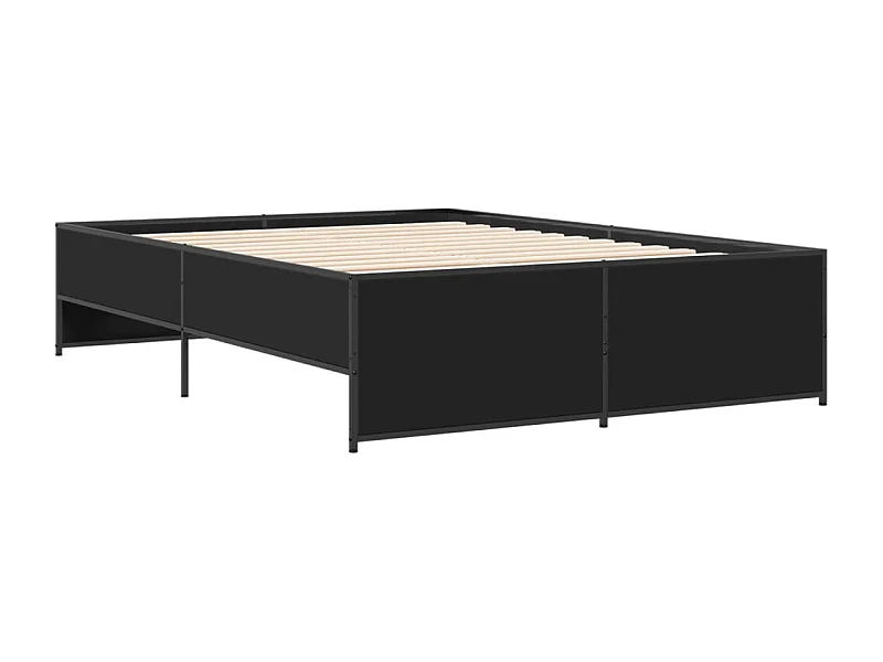 Cama matrimonial- 135x190cm madera de ingeniería y metal negro ES469836