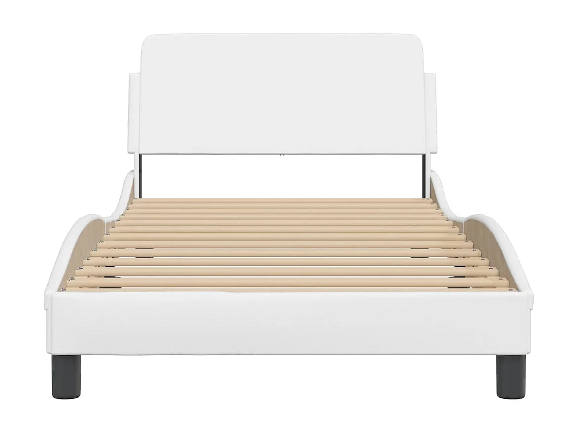 Lit simple + tête de lit Blanc 100x200 cm Similicuir FR64450