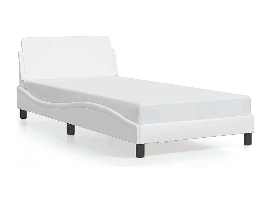 Lit simple + tête de lit Blanc 100x200 cm Similicuir FR64450