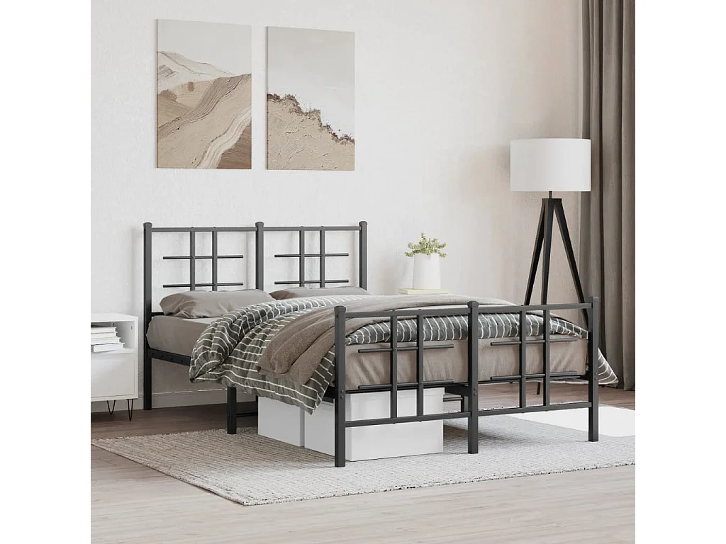 Cama com cabeceira e pés 120x190 cm metal preto PT137875